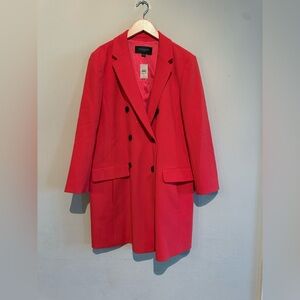 NWT ANN TAYLOR Long Blazer Jacket Office Career Women 8 Orange Red Party Cocktai